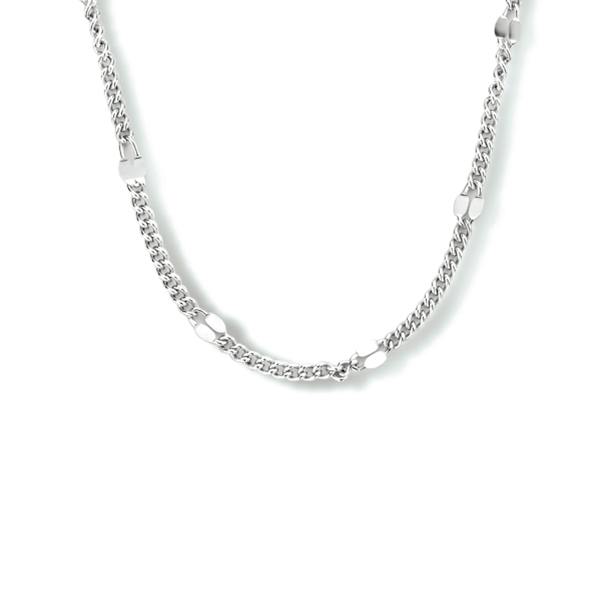Halskette Gourmette mit Zwischenstück 3,0 mm 40 + 4 cm Silber rhodiniert