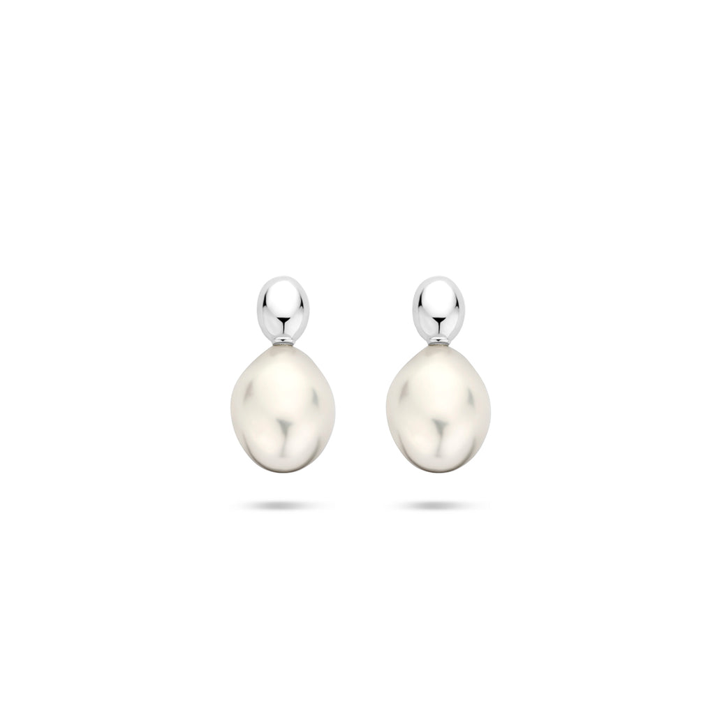 oorknoppen parel 13 mm zilver gerhodineerd