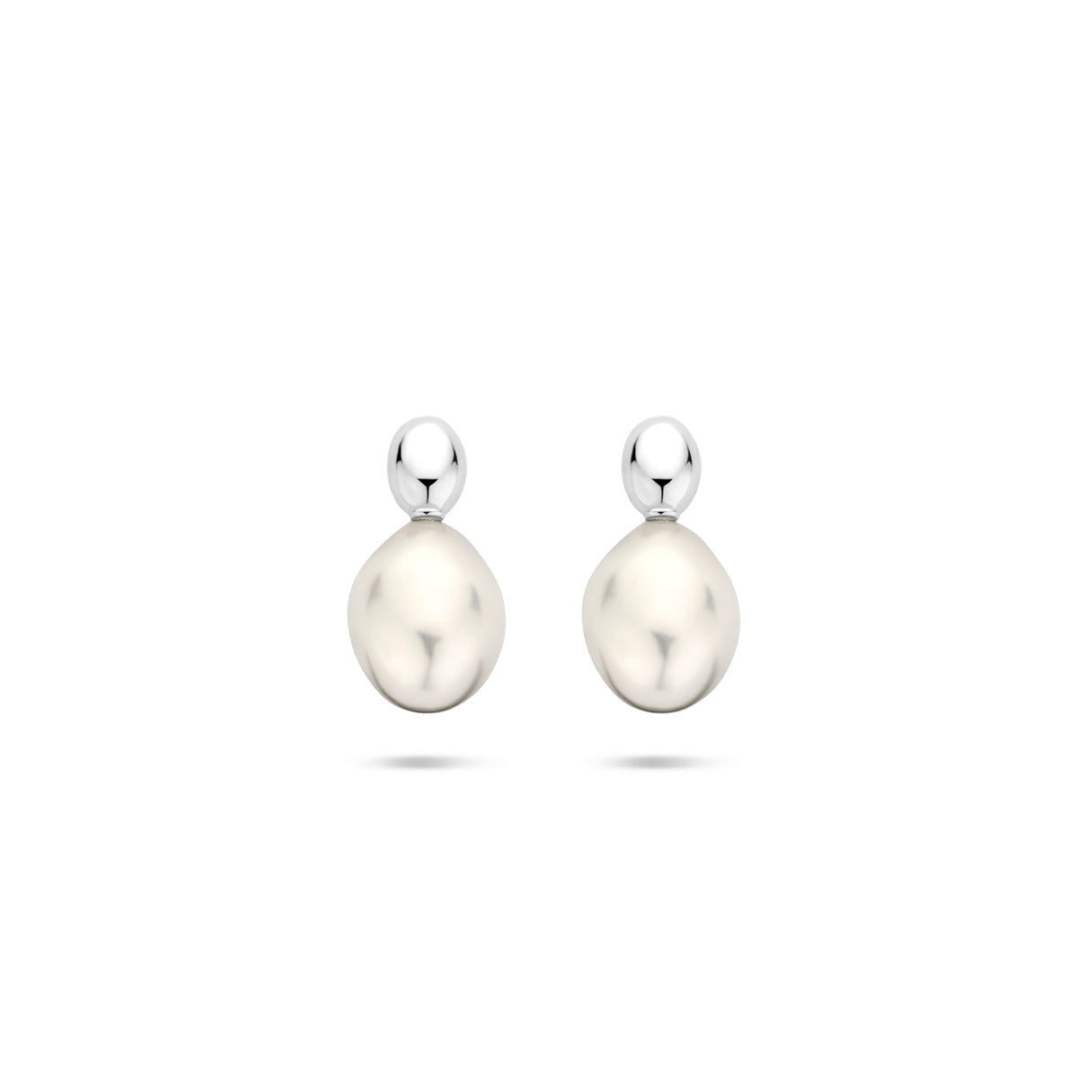 oorknoppen parel 13 mm zilver gerhodineerd