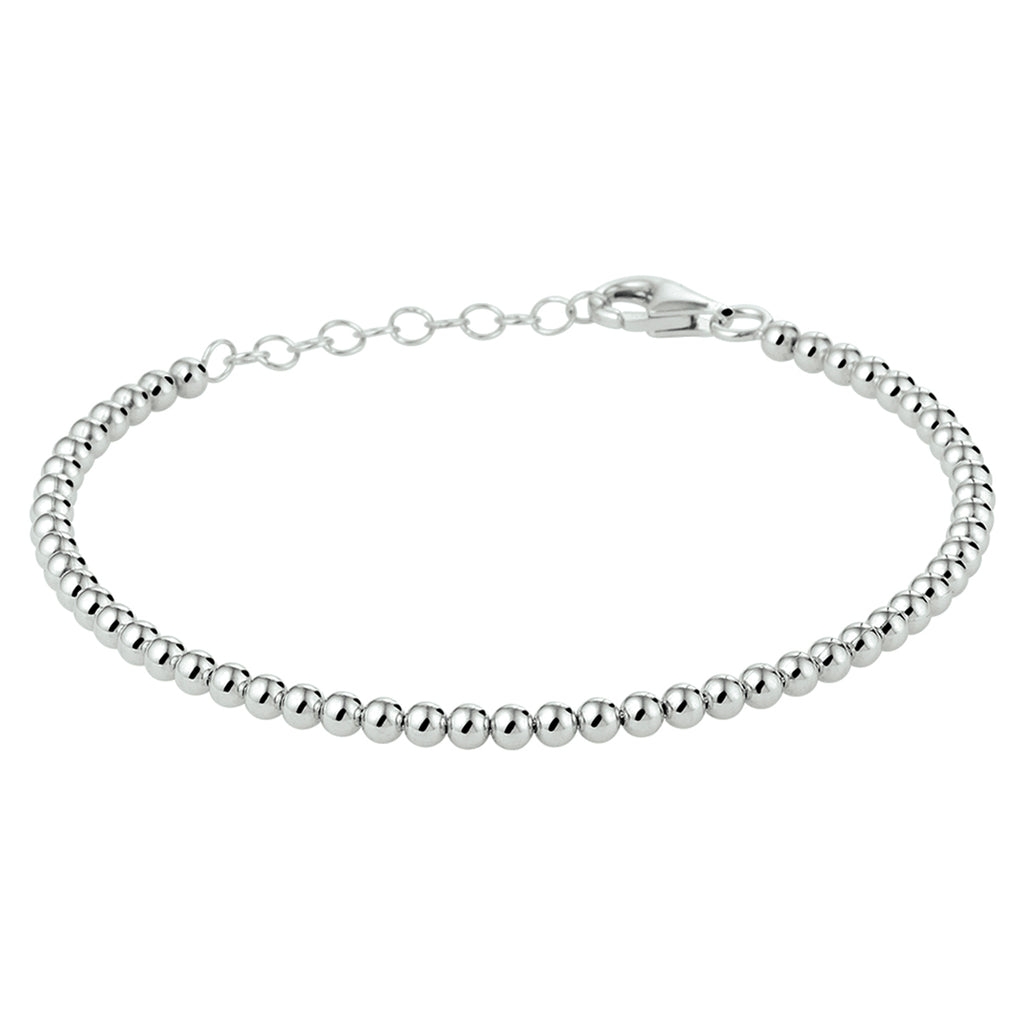 Armband Kugeln 3,0 mm 16 + 3 cm Silber rhodiniert