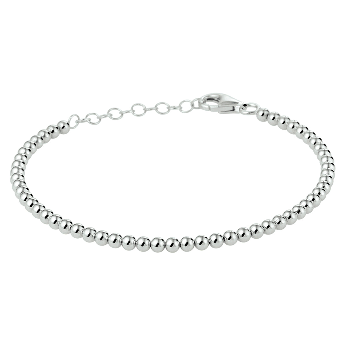 Armband Kugeln 3,0 mm 16 + 3 cm Silber rhodiniert