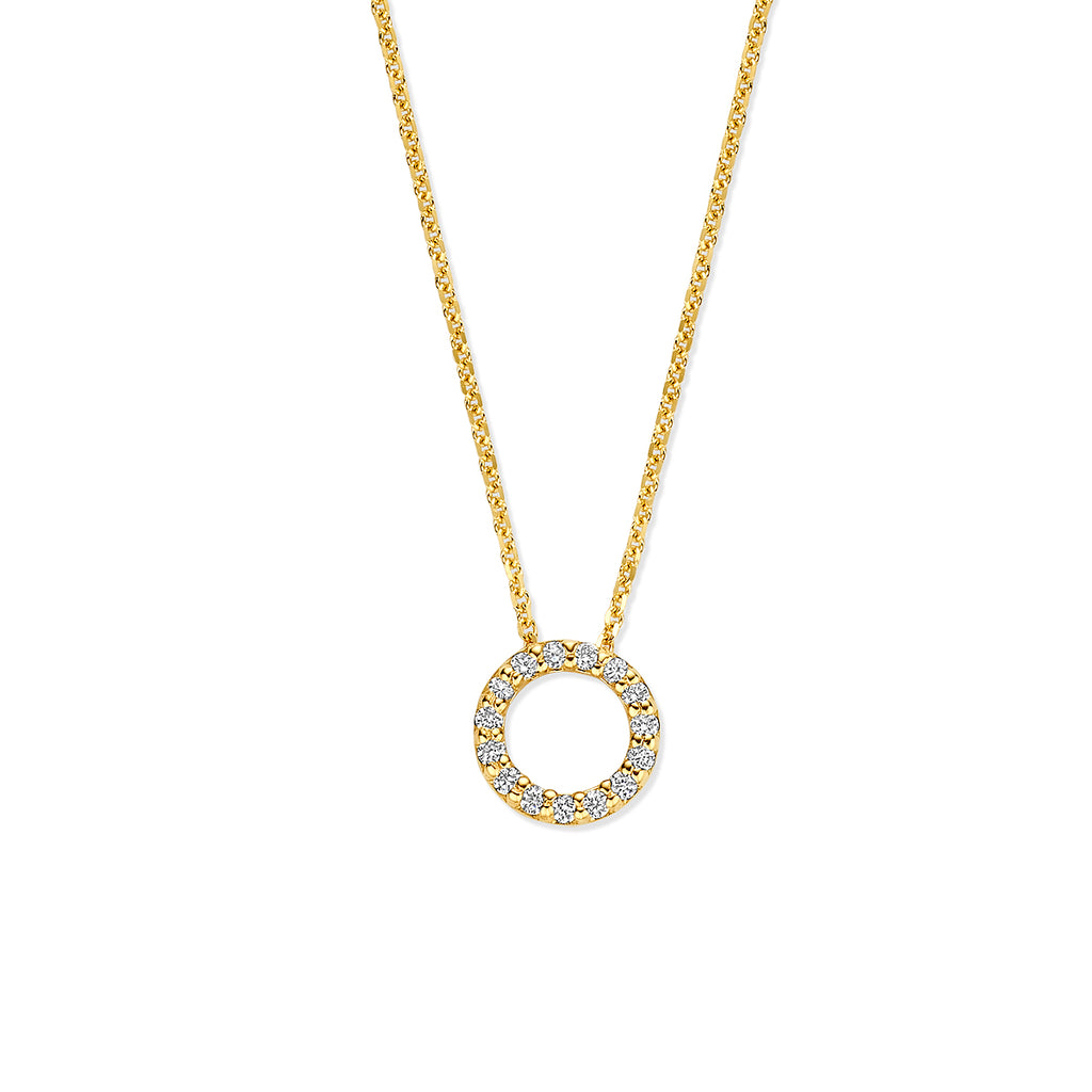 collier rondje lab grown diamant 0.08ct g vs 40 - 42 - 44 cm 14K geelgoud - rondje,bolletje,ringetje,draad