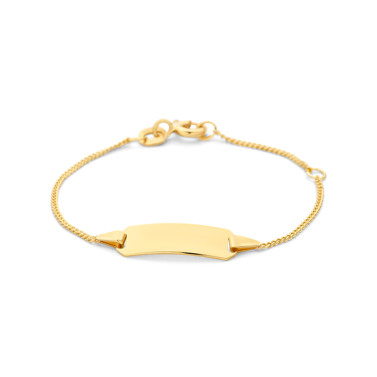 Gravurarmband Gourmet-Kette 4 Seiten geschliffen Platte 5 mm 14K Gelbgold