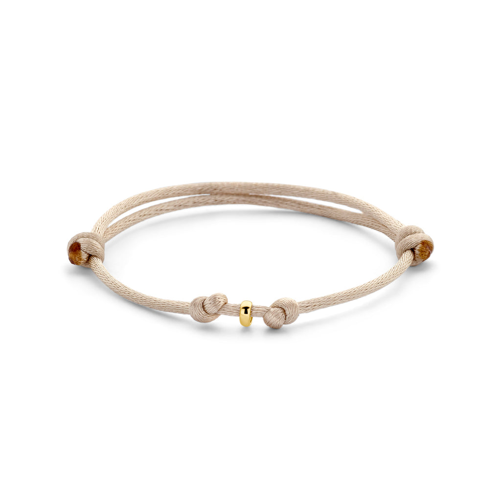 Armband satinbeige 13 - 26 cm 14K Gold mit Kautschuk/Nylon/Leder