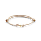 Armband satinbeige 13 - 26 cm 14K Gold mit Kautschuk/Nylon/Leder