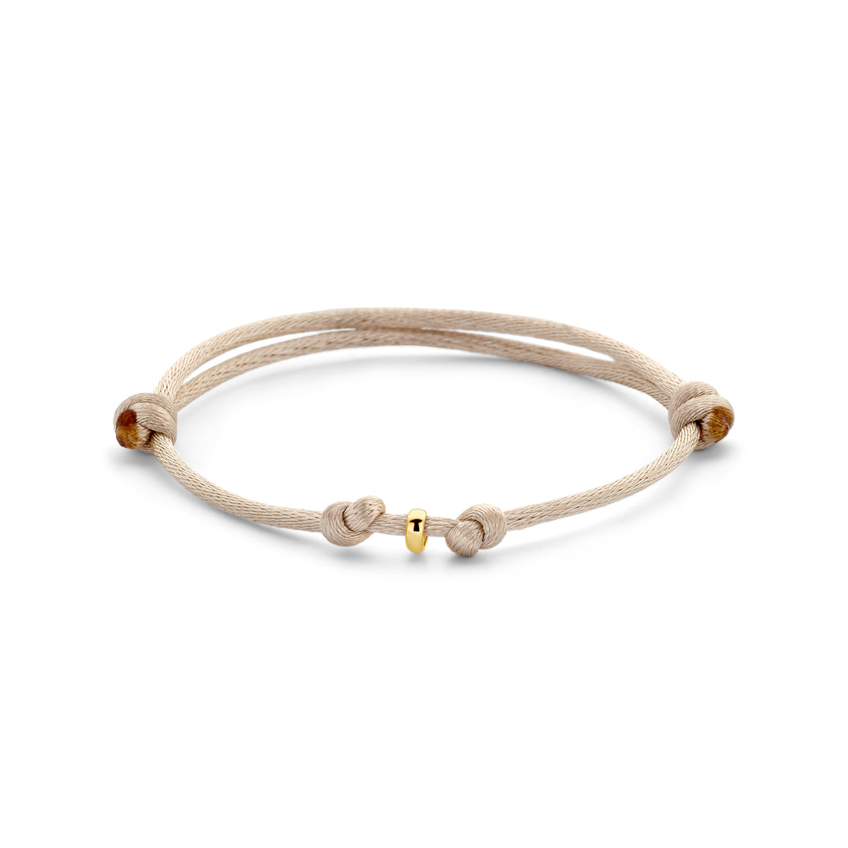 Armband satinbeige 13 - 26 cm 14K Gold mit Kautschuk/Nylon/Leder