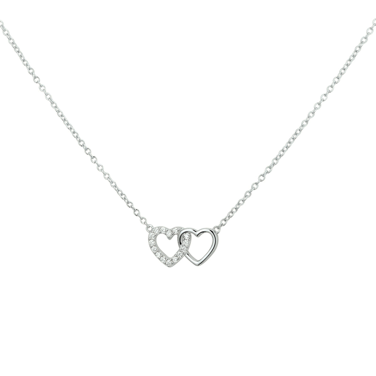 Halskette Herzchen Zirkonia 1,2 mm 40 + 4 cm Silber rhodiniert