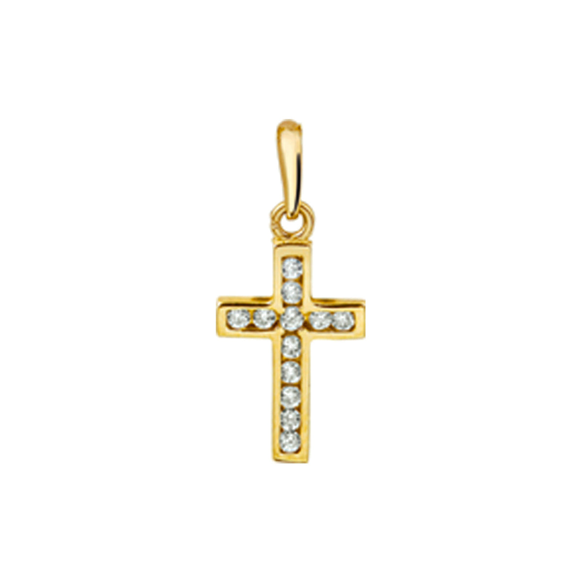hanger kruis en zirkonia 14K geelgoud