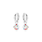oorringen cupcake emaille zilver gerhodineerd