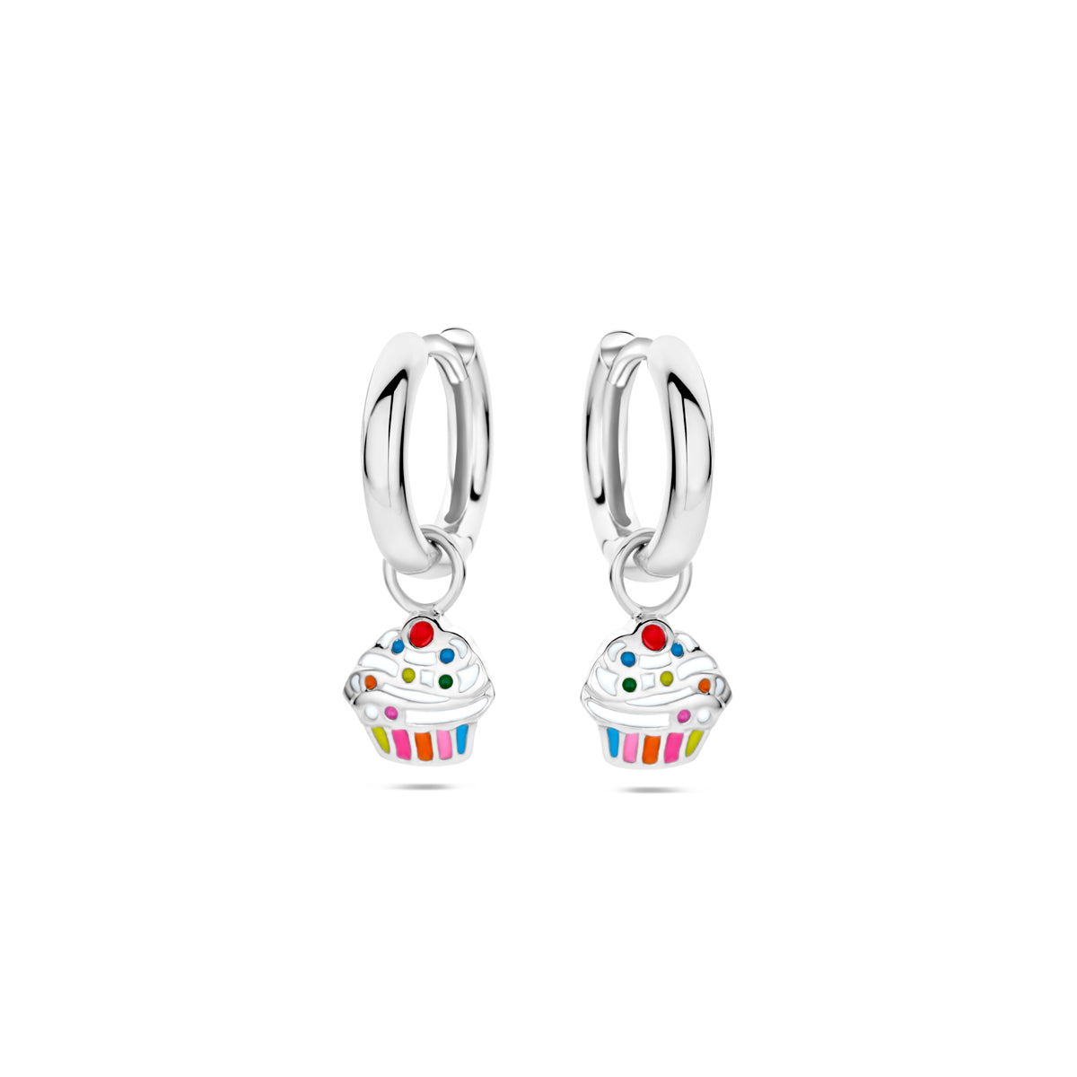 Ohrringe Cupcake Emaille rhodiniertes Silber