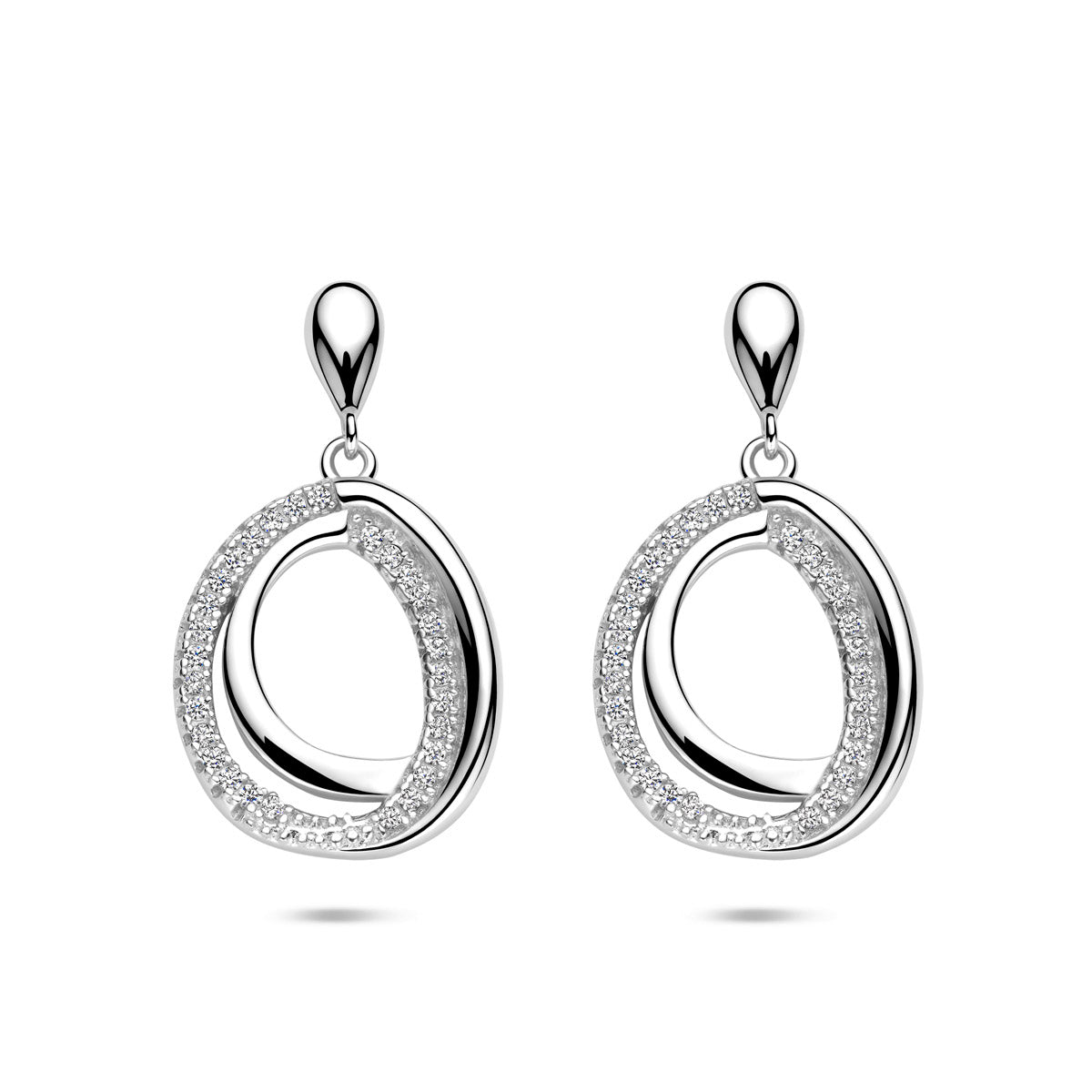 Ohrhänger Zirkonia 25 mm Silber rhodiniert