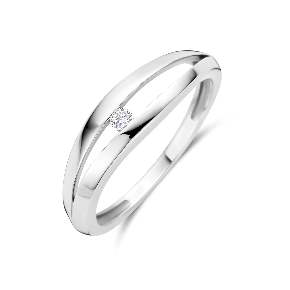 ring lab grown diamant 0.04ct f vs zilver gerhodineerd