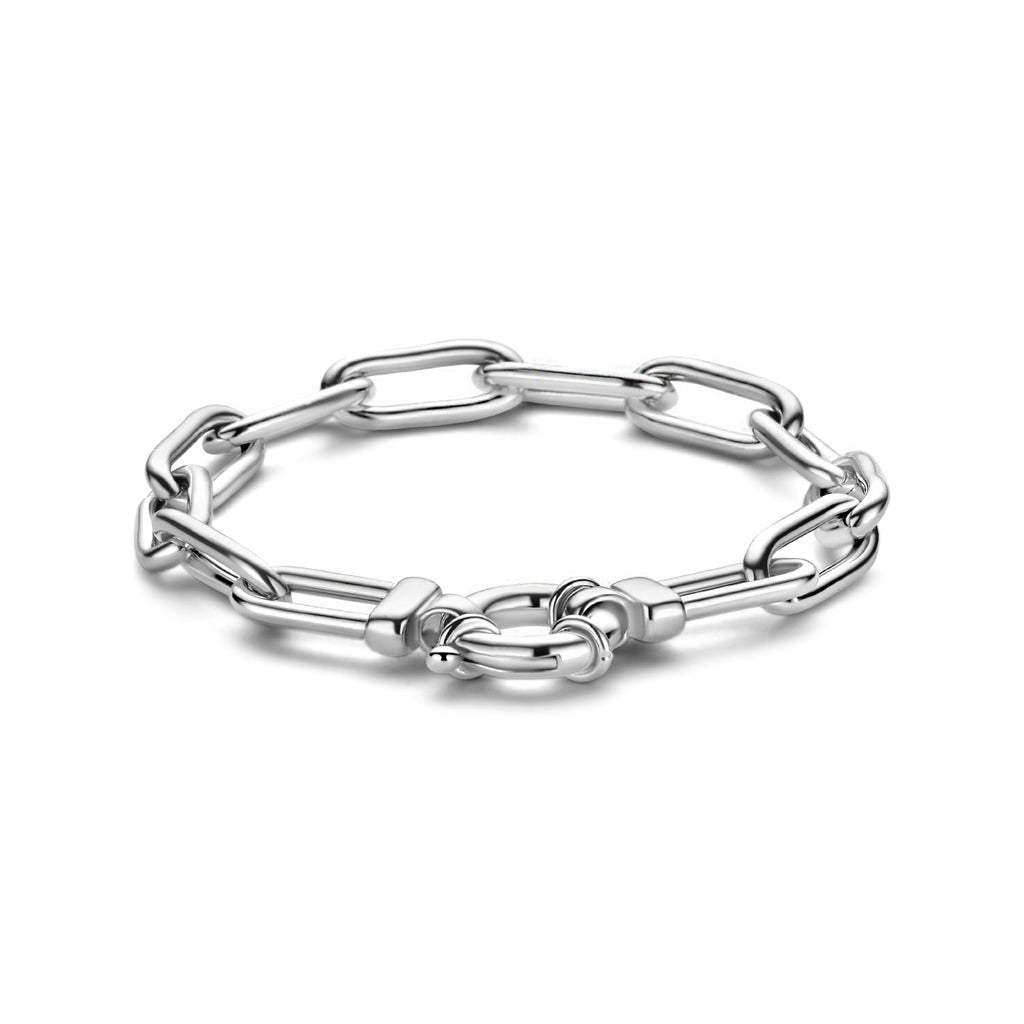 Armband Paperclip 19 cm mit großem Federverschluss rhodiniert Silber