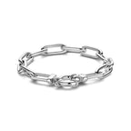 Armband Paperclip 19 cm mit großem Federverschluss rhodiniert Silber