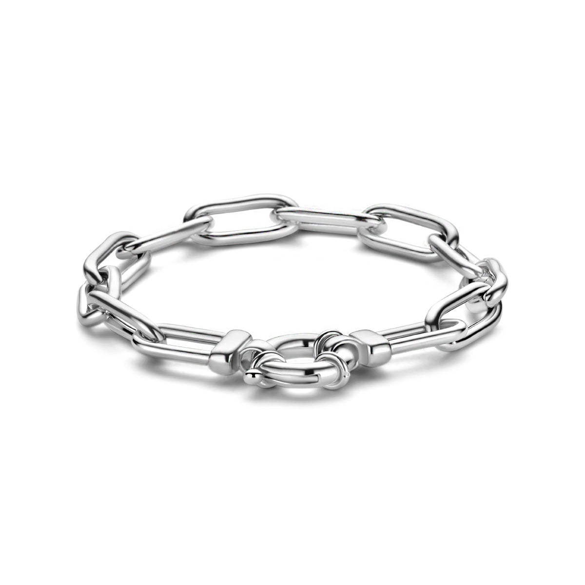 Armband Paperclip 19 cm mit großem Federverschluss rhodiniert Silber