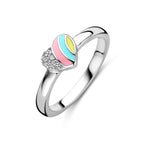 Ring Herz Zirkonia Emaille Silber rhodiniert