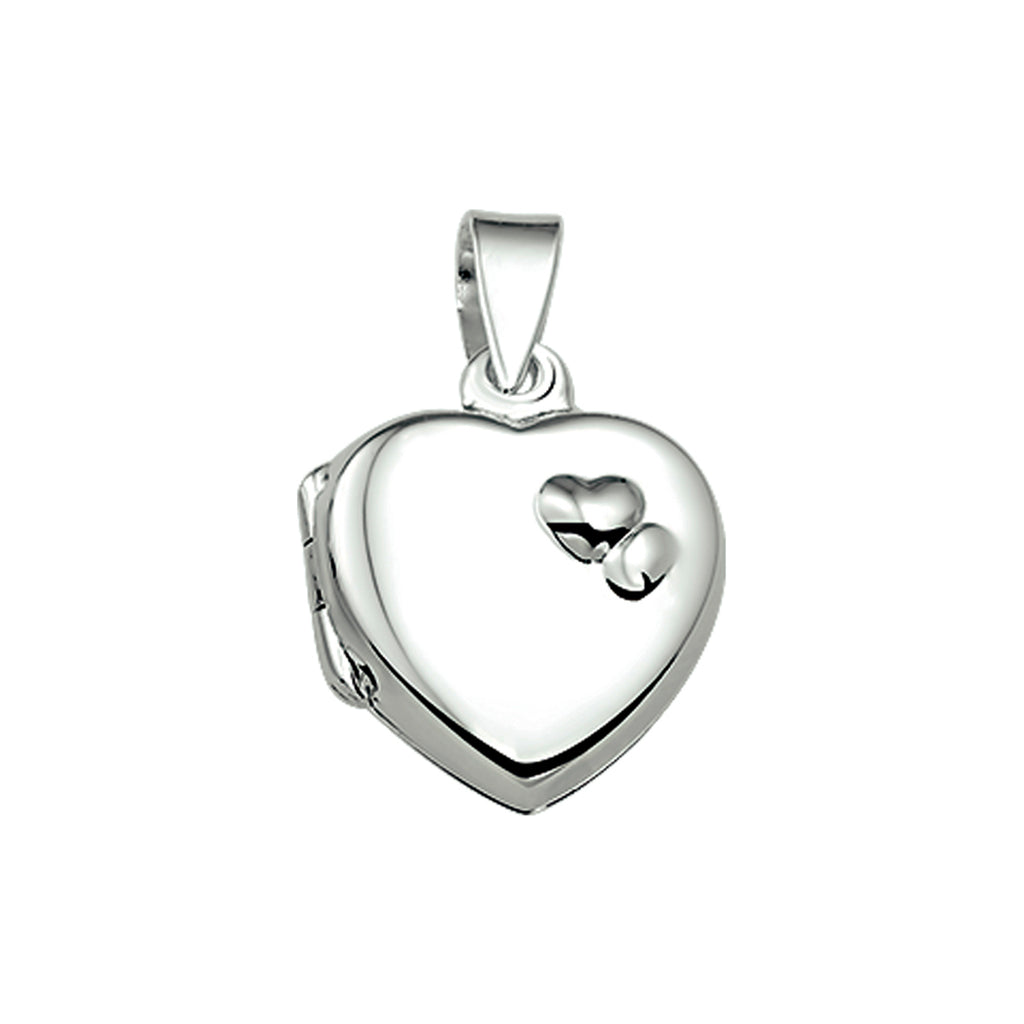 Medaillon Herz 13 mm Silber weiß