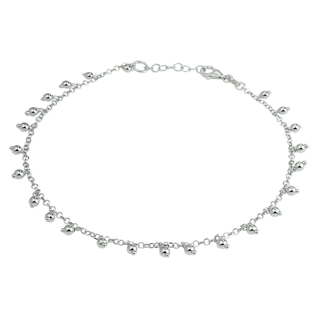 Fußkettchenperlen 2,0 mm 24 + 2 cm Silber rhodiniert