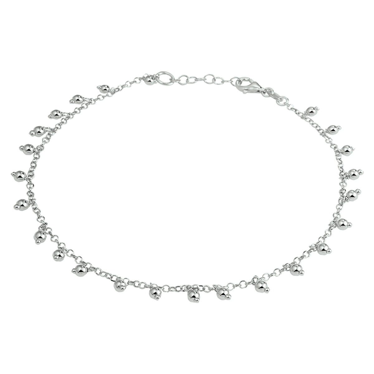 Fußkettchenperlen 2,0 mm 24 + 2 cm Silber rhodiniert