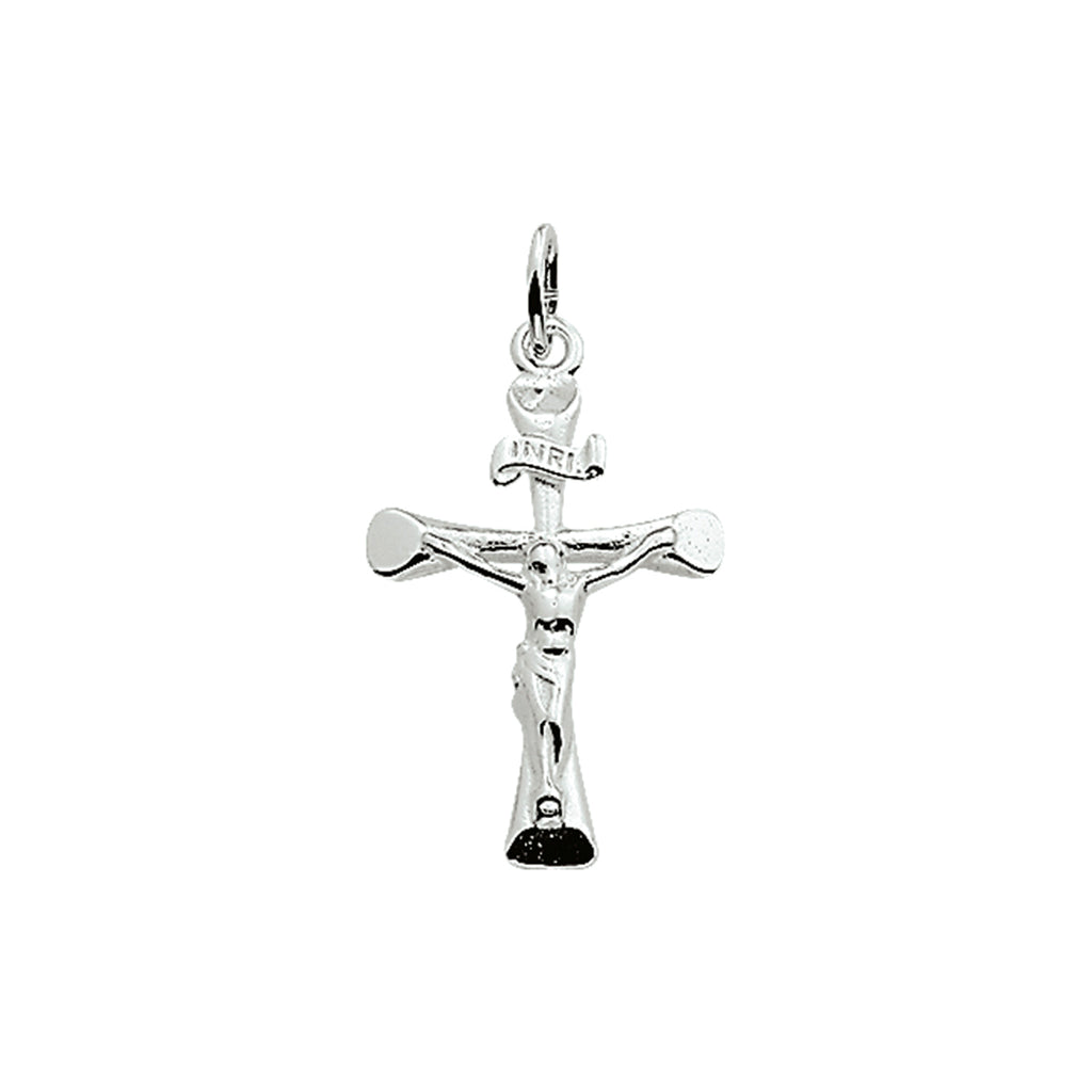 Anhänger Kreuz und Korpus 22 mm Silber weiß