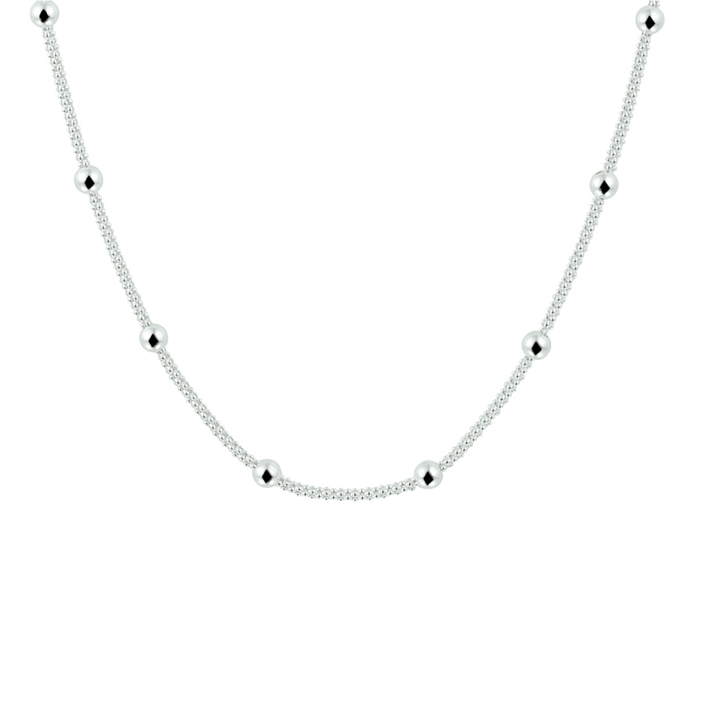 collier bolletjes 3,0 mm 42 + 3 cm zilver wit