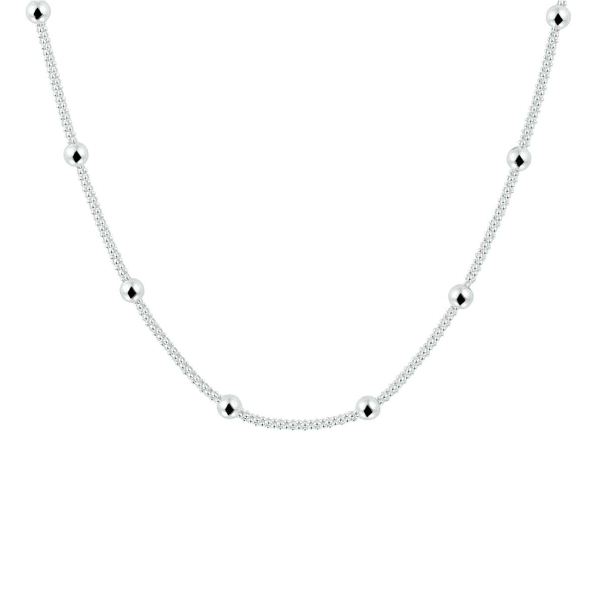 collier bolletjes 3,0 mm 42 + 3 cm zilver wit