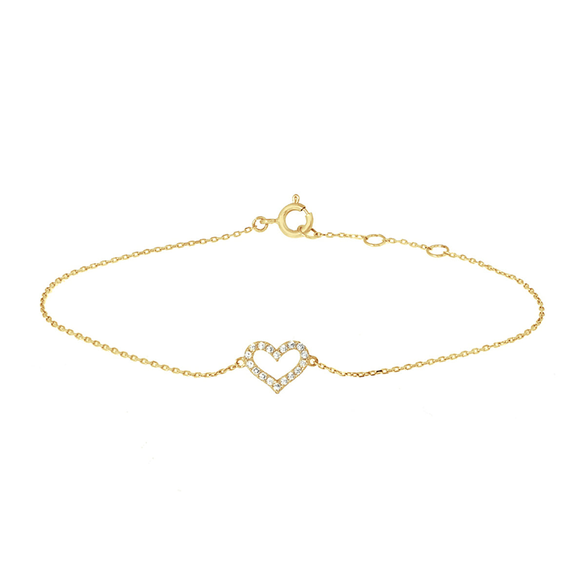 Armband Herz Zirkonia 16,5 - 17,5 - 18,5 cm 14K Gelbgold