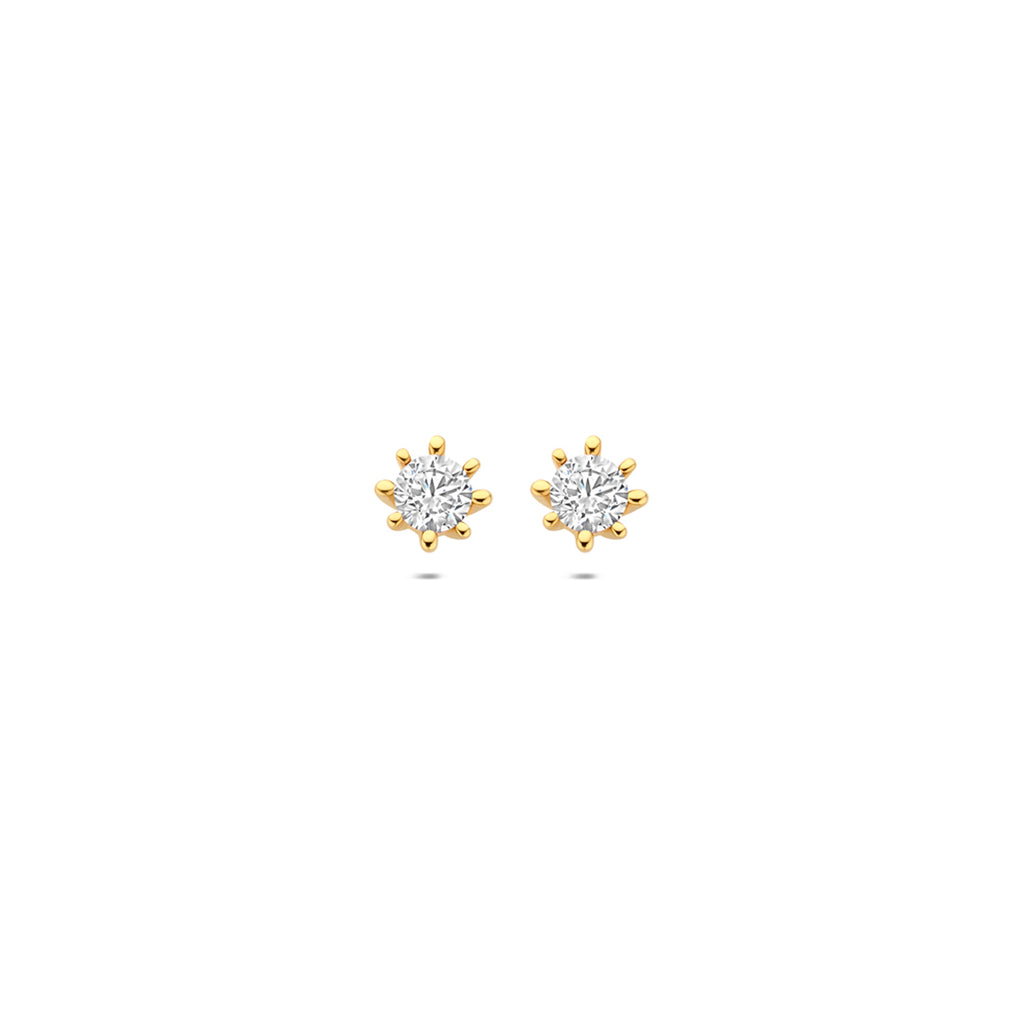 9k oorknoppen zirkonia 4,5 mm 9K geel
