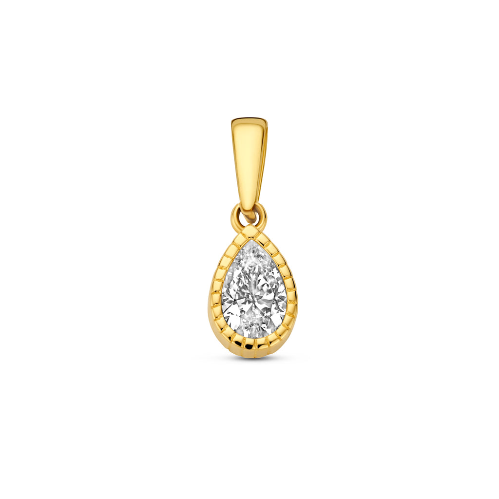 Anhänger Zirkonia 14 mm 14K Gelbgold