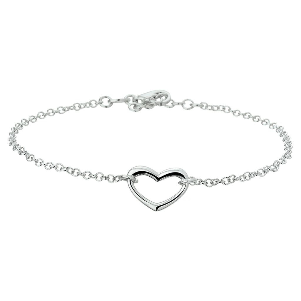 Fußkettchen Herz 24 + 2 cm Silber rhodiniert