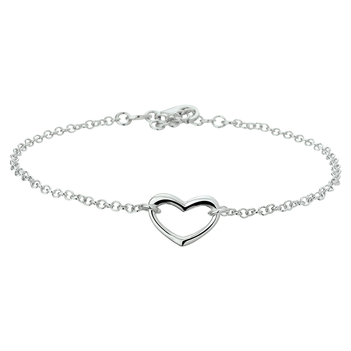 Fußkettchen Herz 24 + 2 cm Silber rhodiniert