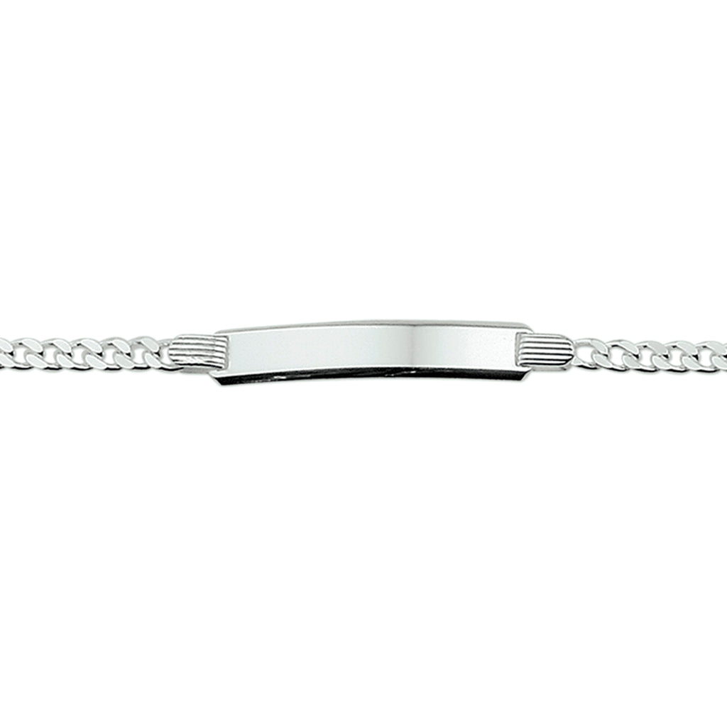 graveerarmband gourmette 4 zijdes geslepen 6 mm zilver wit