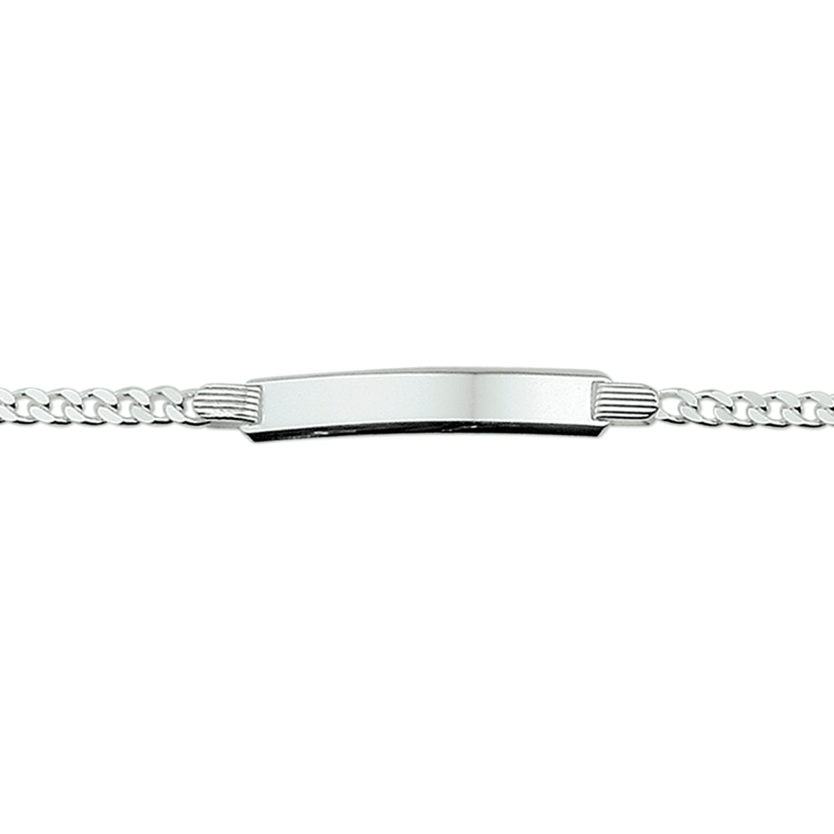 graveerarmband gourmette 4 zijdes geslepen 6 mm zilver wit