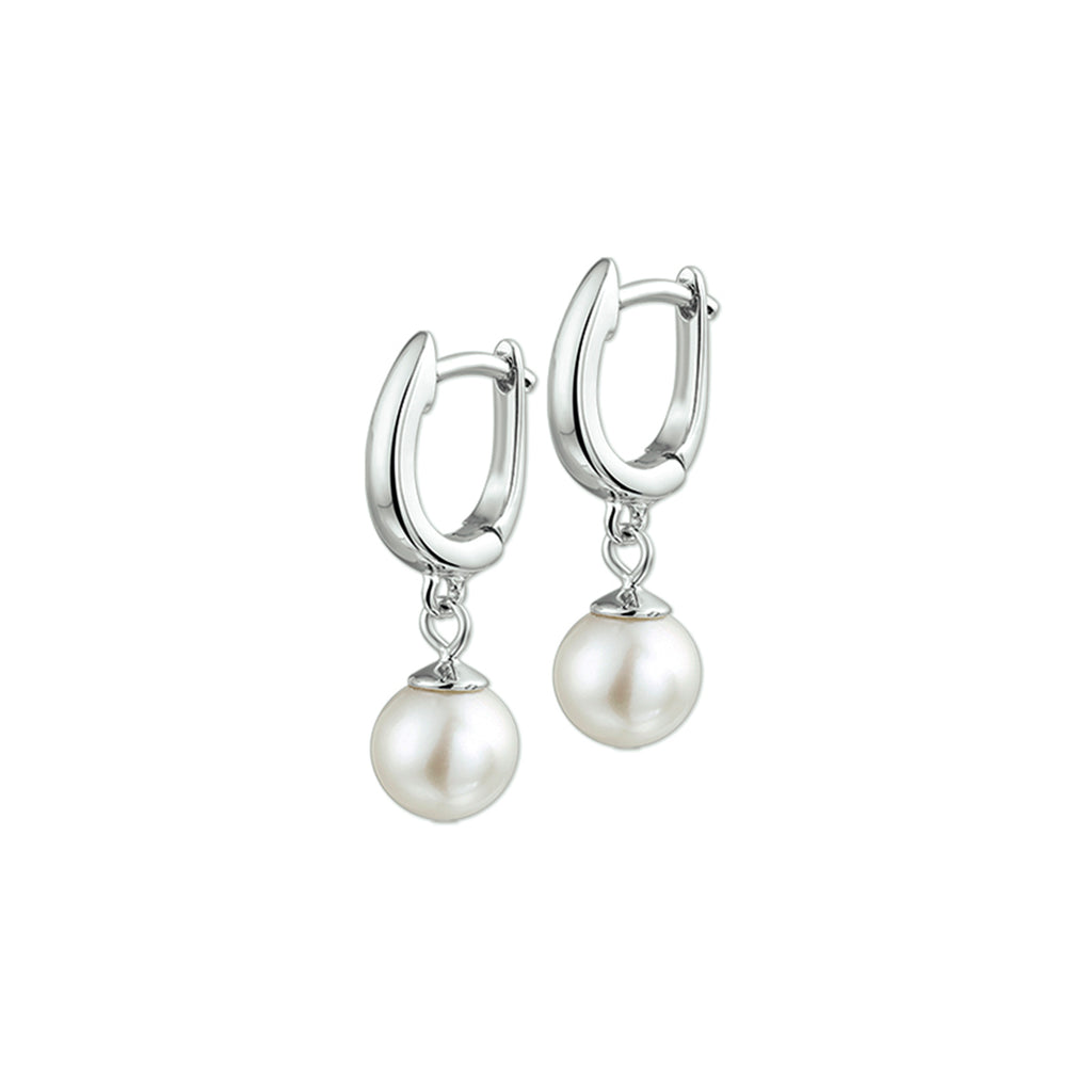 klapoorringen parel 24 mm zilver gerhodineerd