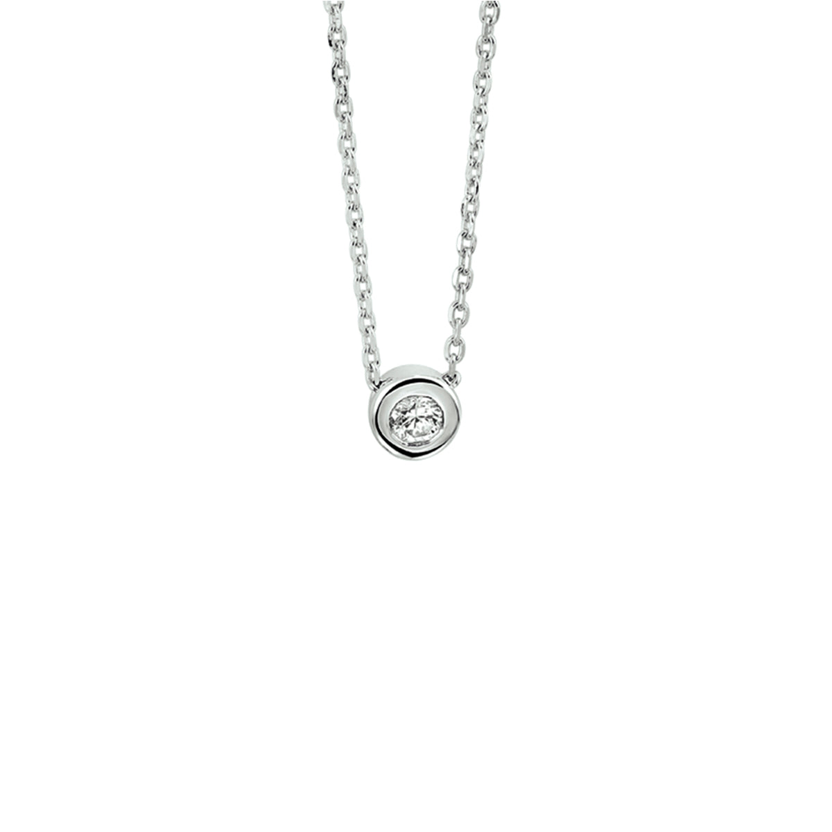 Halskette Zirkonia 42 + 3 cm Silber rhodiniert