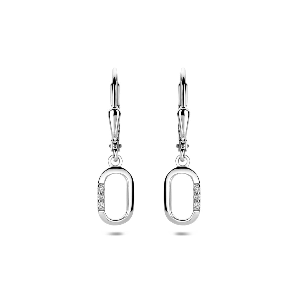 Ohrhänger Zirkonia Brisurhaken 25 mm Silber rhodiniert
