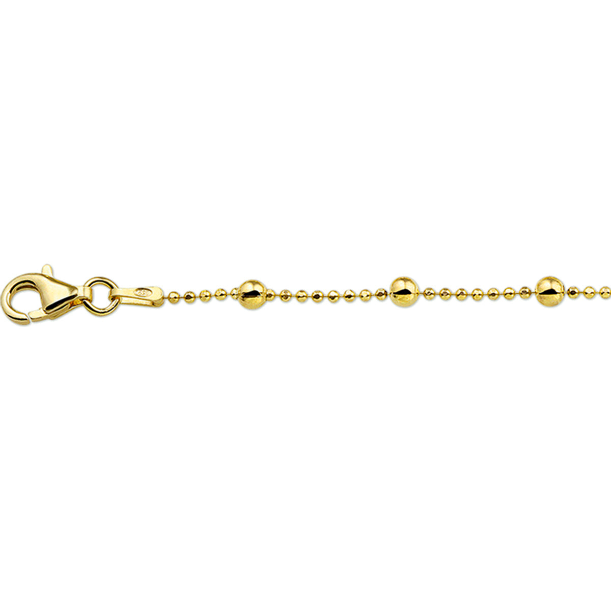 enkelbandje bolletjes 24 + 2 cm 3 micron zilver verguld (geel)