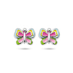 oorknoppen vlinder emaille zilver gerhodineerd