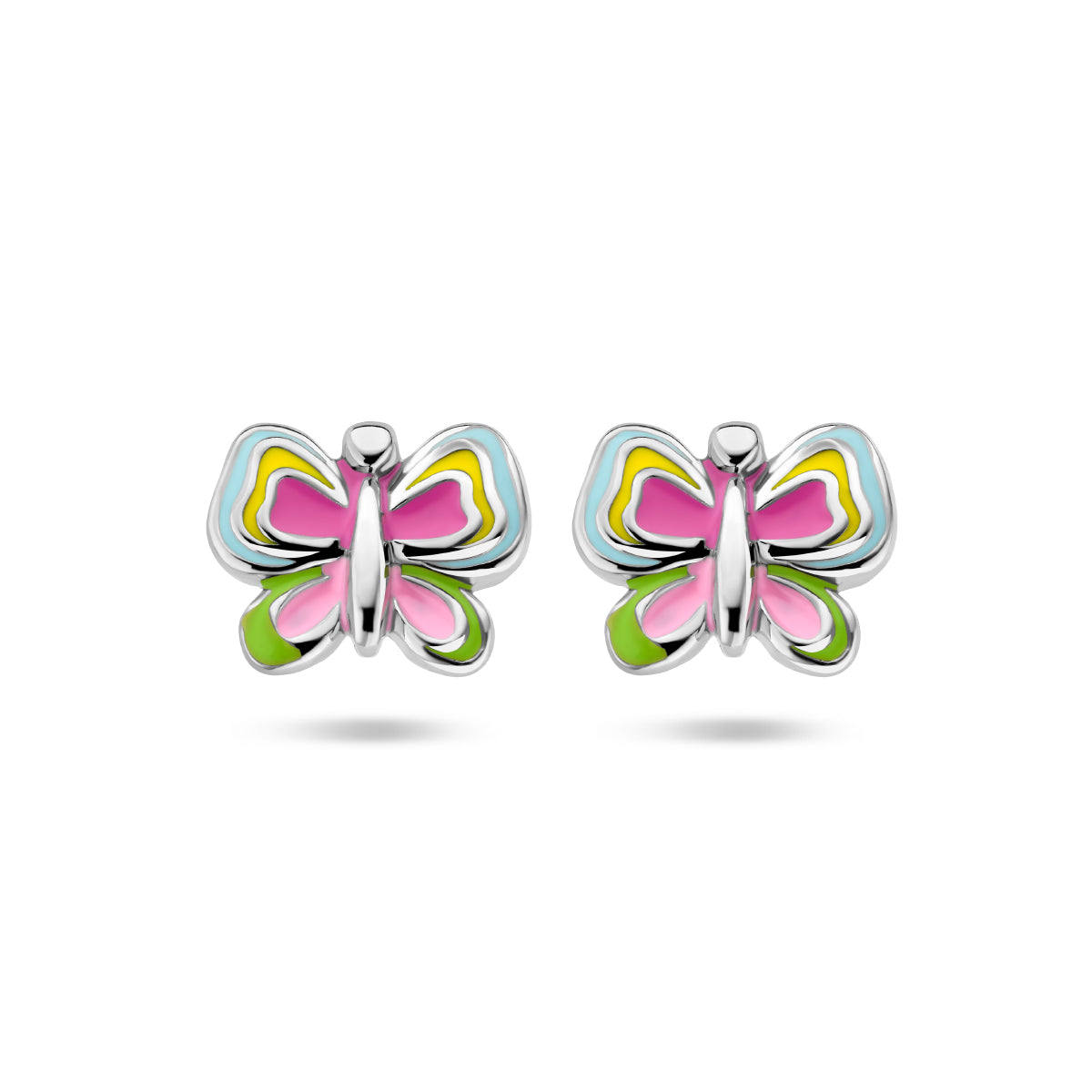 oorknoppen vlinder emaille zilver gerhodineerd