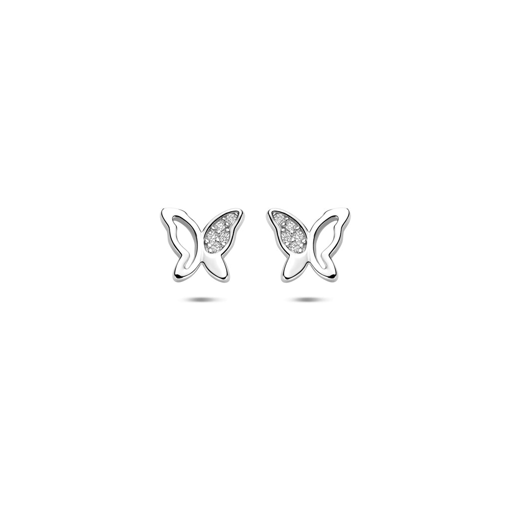 Ohrstecker Schmetterling Zirkonia 6,5 mm Silber rhodiniert