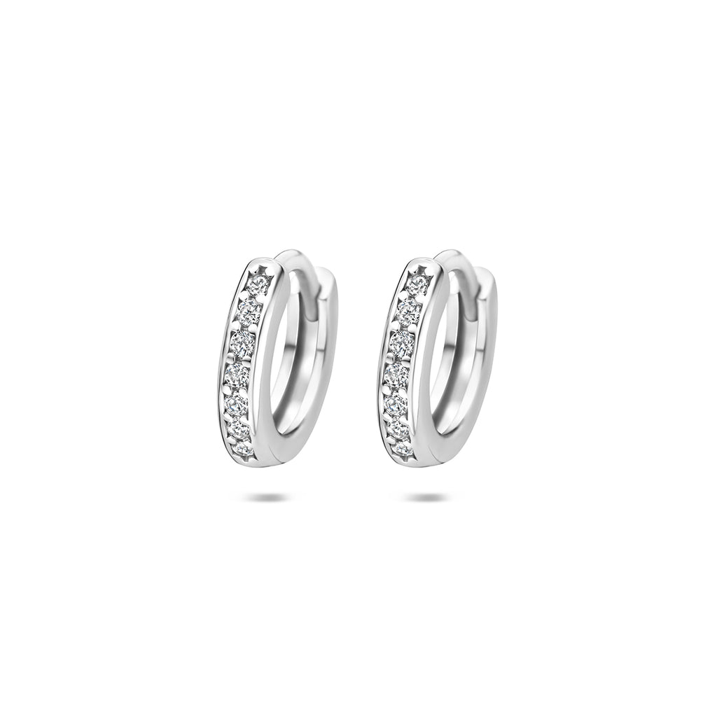 klapoorringen zirkonia 13 mm zilver gerhodineerd