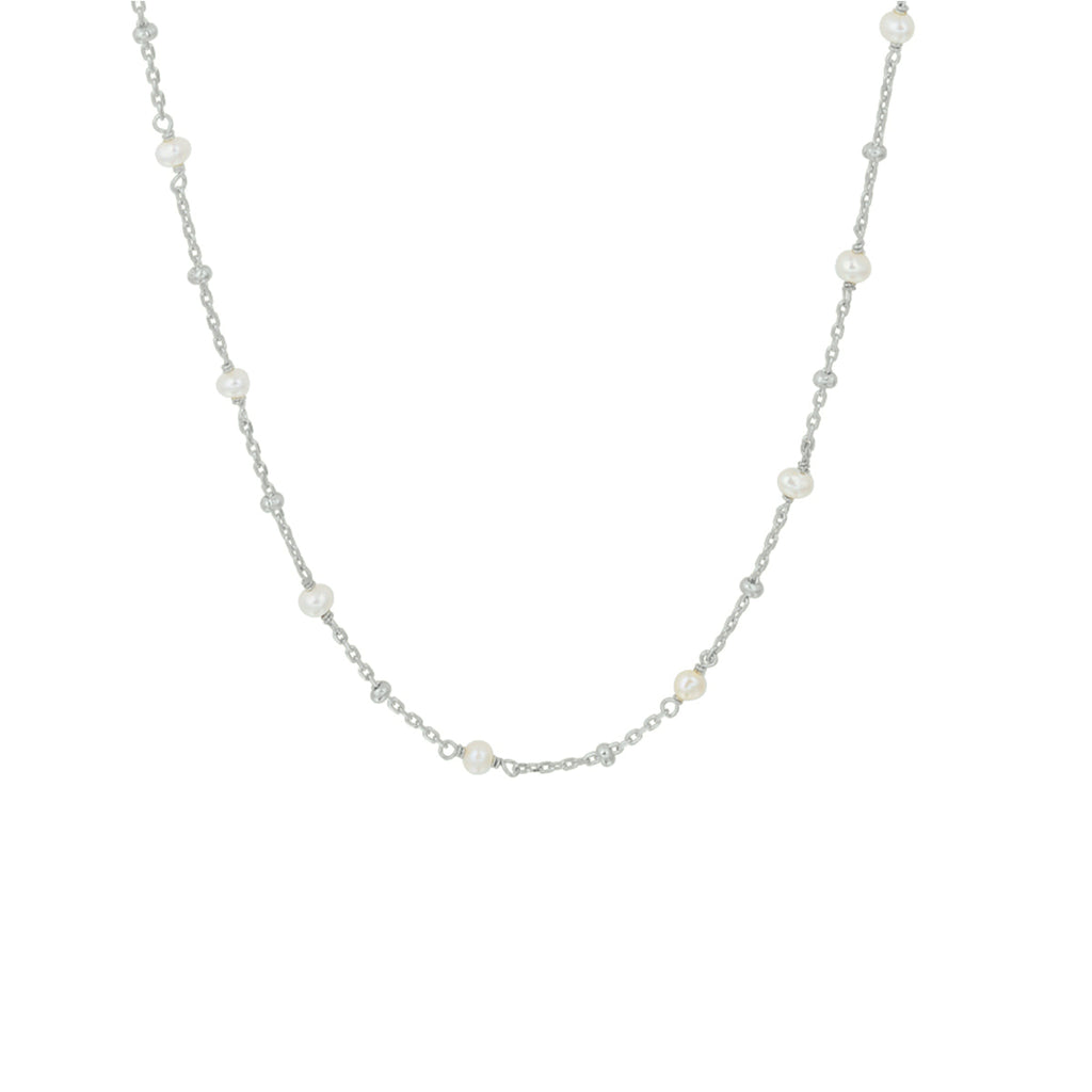 Halskette Perle 41 + 4 cm Silber rhodiniert