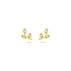 oorknoppen blad zirkonia 7,5 mm 14K geelgoud