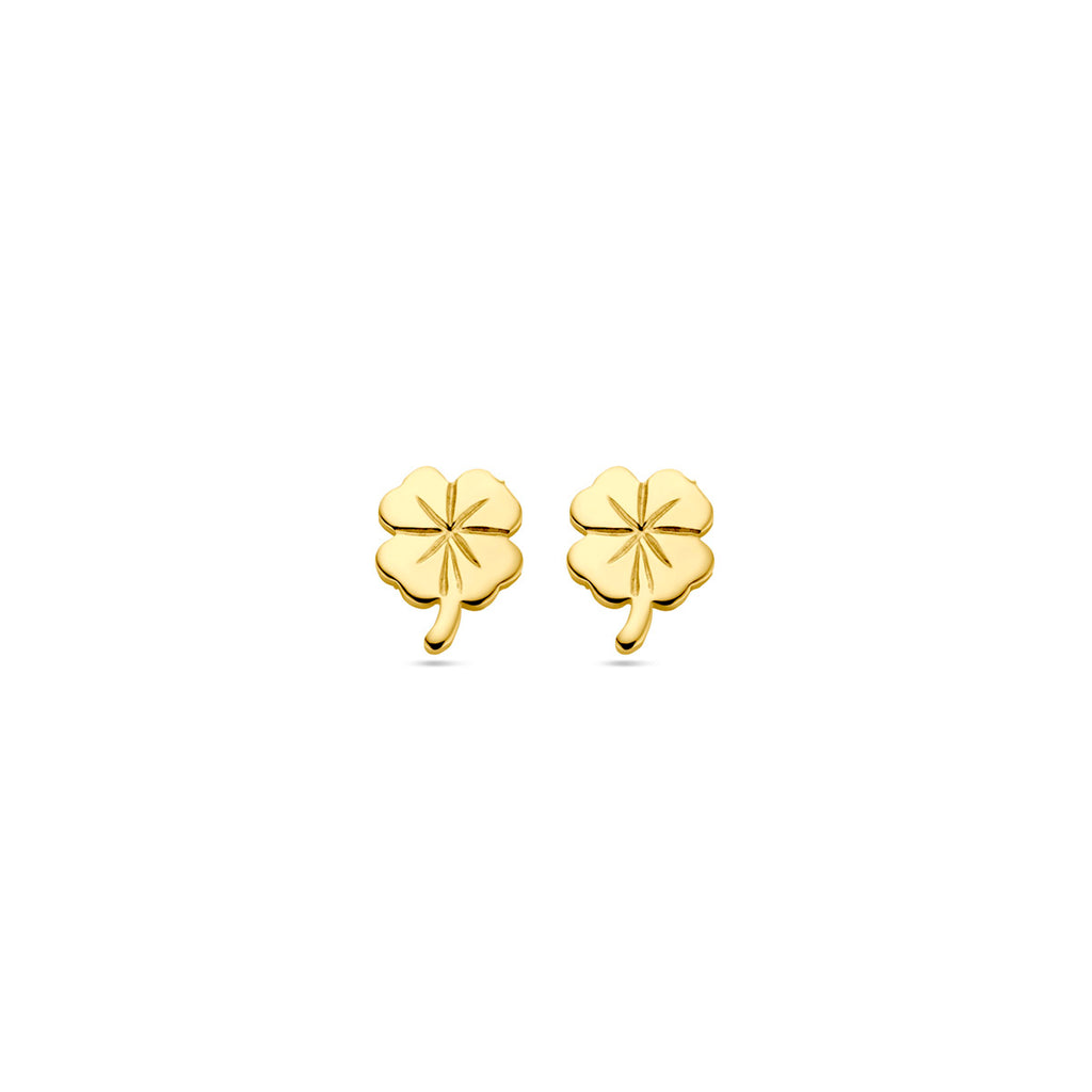 Ohrstecker Kleeblatt 7,5 mm 14K Gelbgold