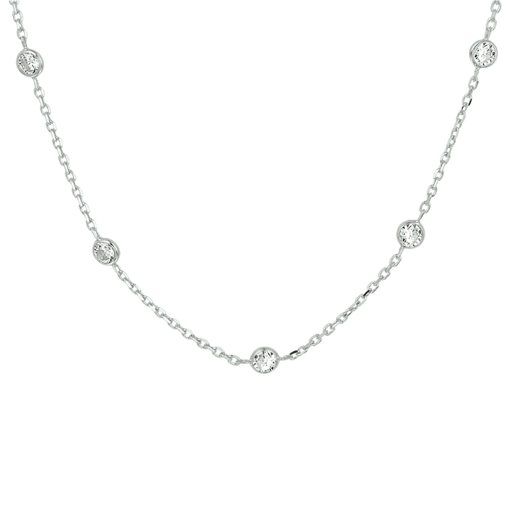 Zirkonia-Halskette 40 + 4 cm Silber rhodiniert