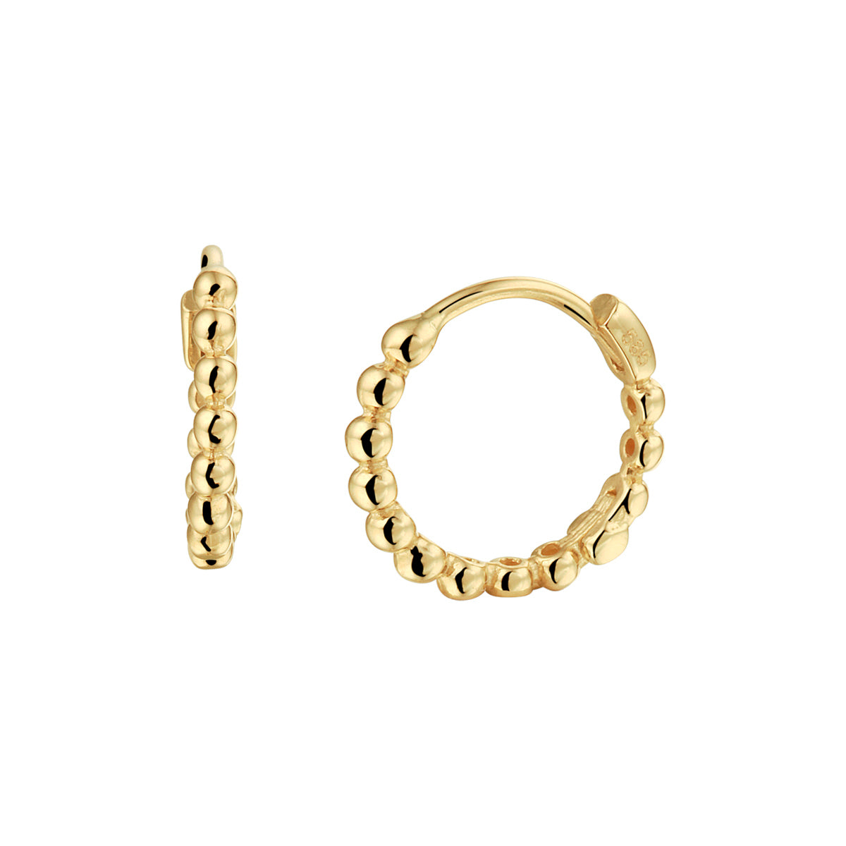 klapoorringen bolletjes 14K geelgoud