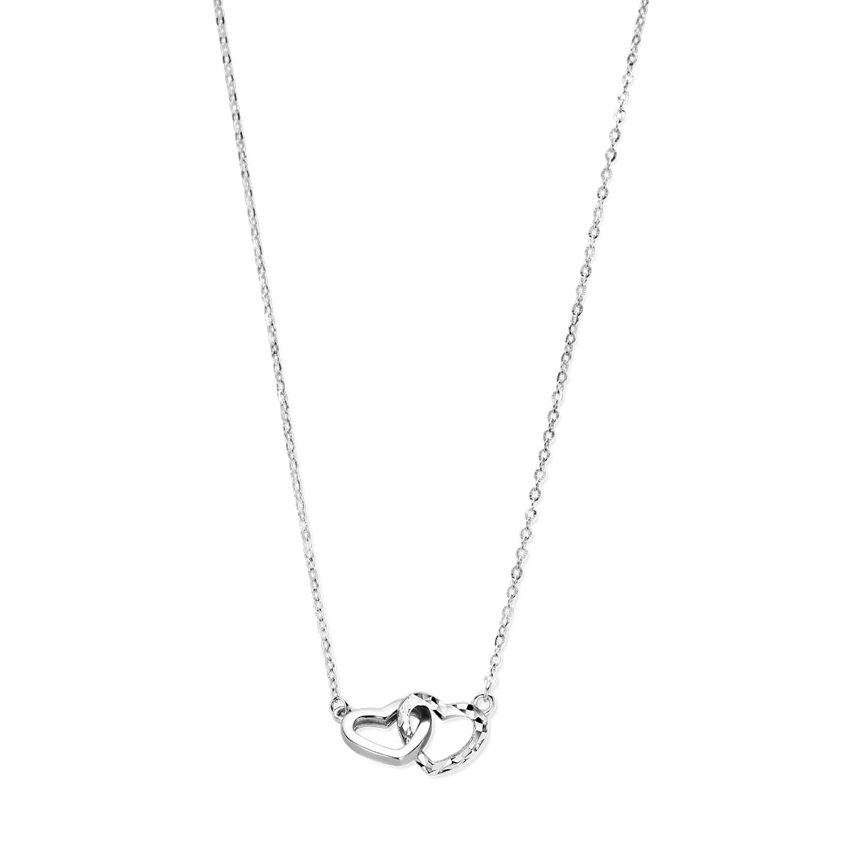 Halskette diamantiert Herzen 41 + 4 cm Silber rhodiniert