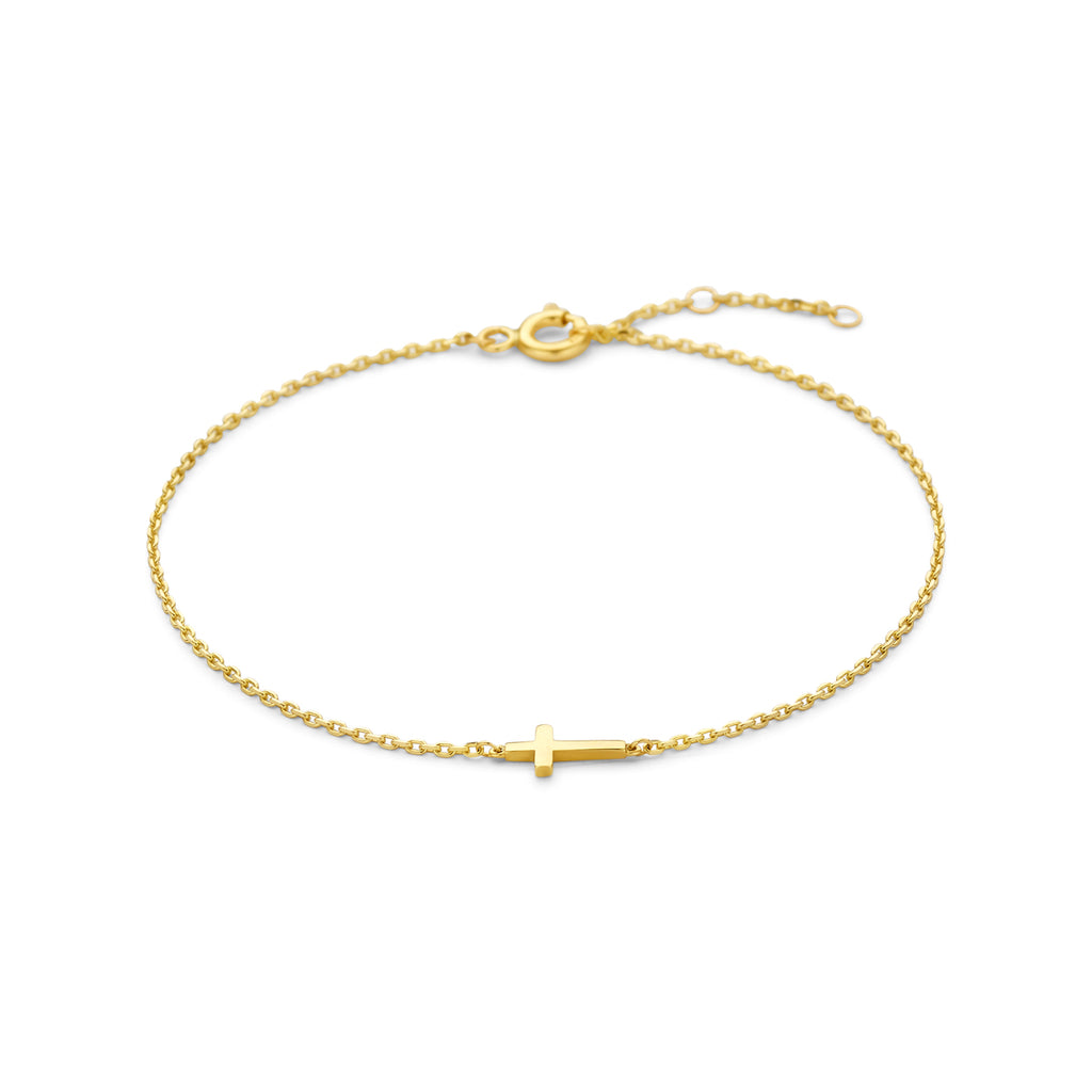 armband kruis 16,5 - 17,5 - 18,5 cm 14K geelgoud