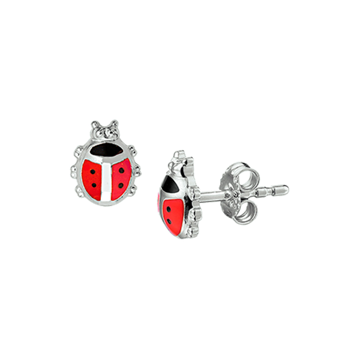 Ohrstecker Marienkäfer 8 mm rhodiniertes Silber