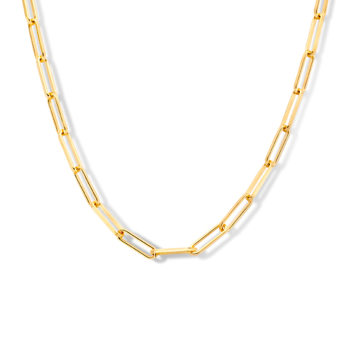 collier paperclip vierkante buis 3,0 mm 41 + 4 cm 3 micron zilver verguld (geel)
